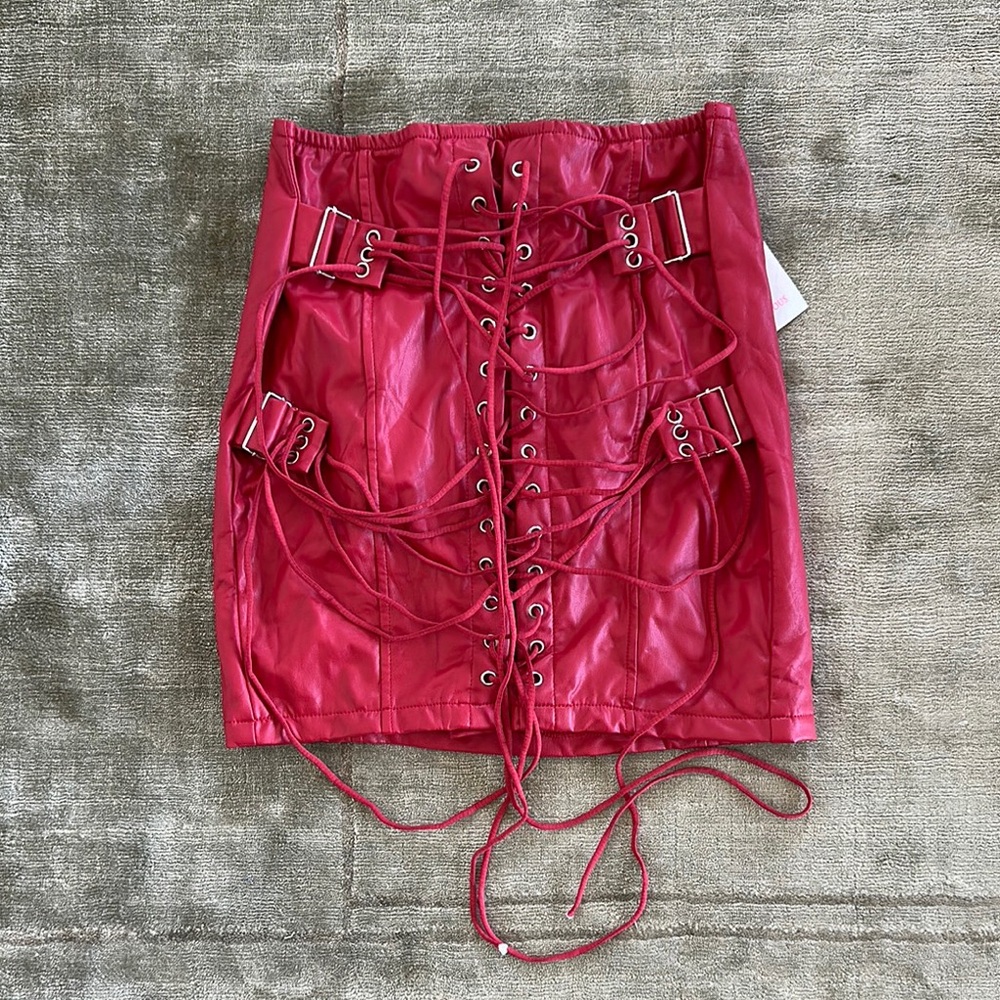 Red Strappy Mini Skirt Night Out